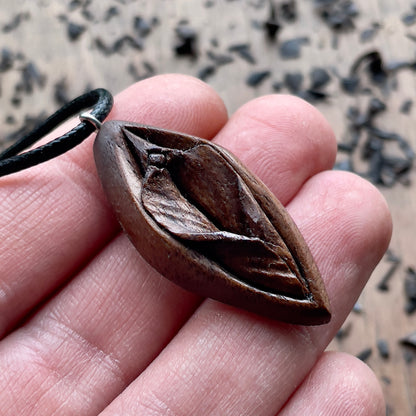 Vulva American Walnut Wood Pendant