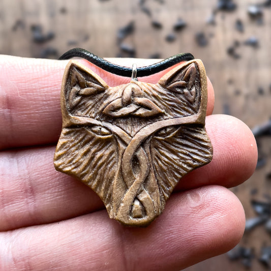 Celtic Fox Triquetra and Triskelion Pendant