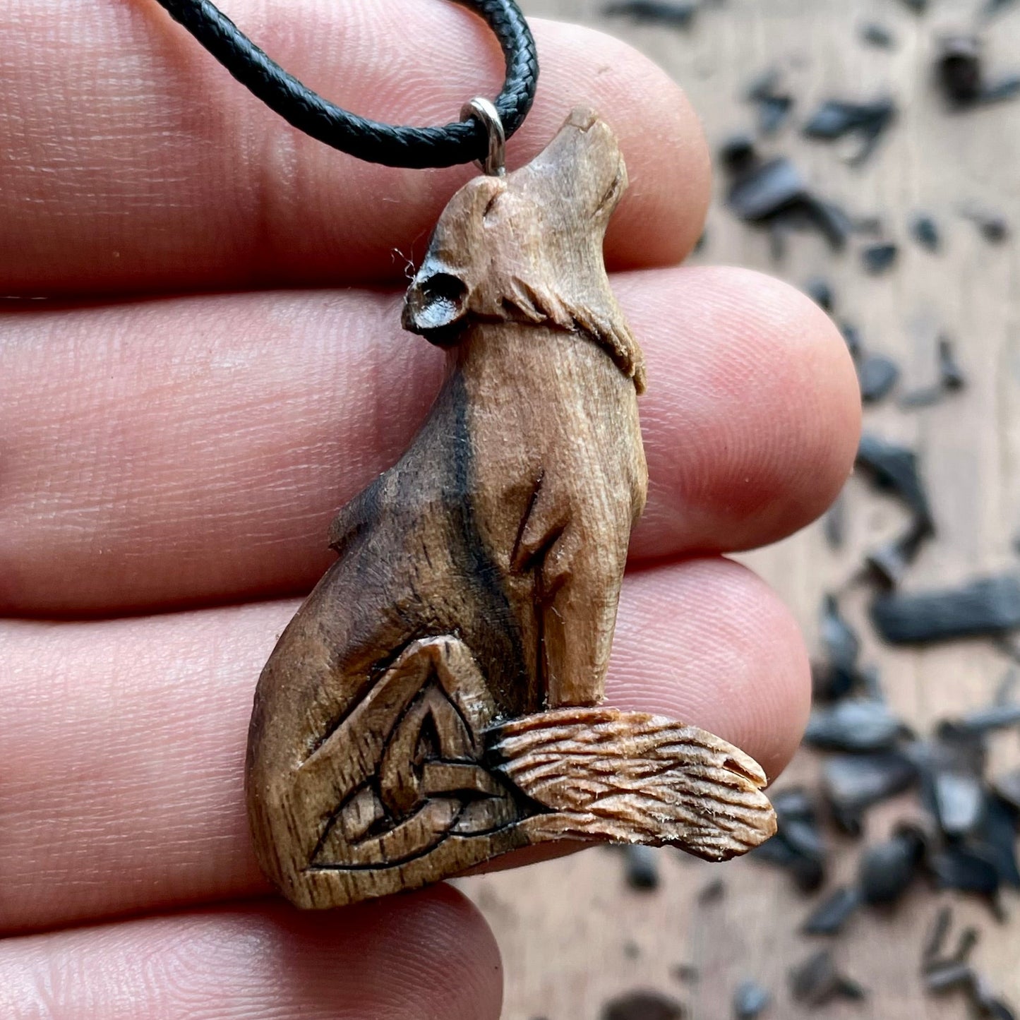 Wolf Pendant with Triquetra