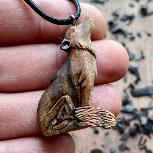 Wolf Pendant with Triquetra