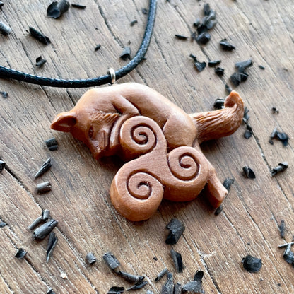 Celtic Fox Pendant – Triskelion Design