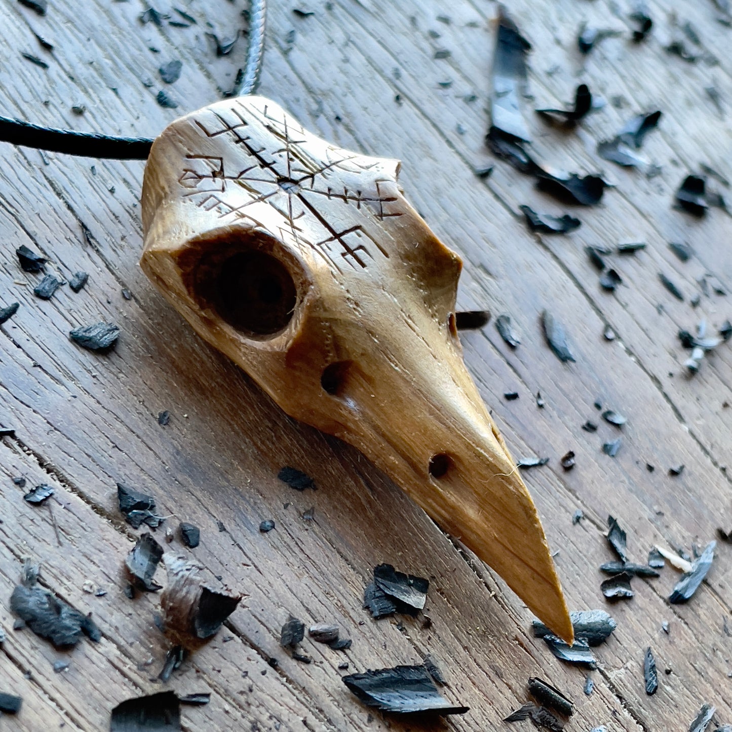 Raven Skull “Vegvísir” Pendant