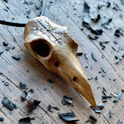 Raven Skull “Vegvísir” Pendant
