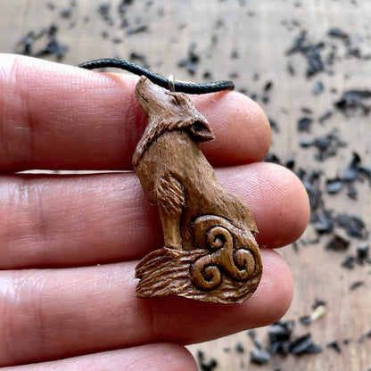 Wolf Pendant with Triskelion