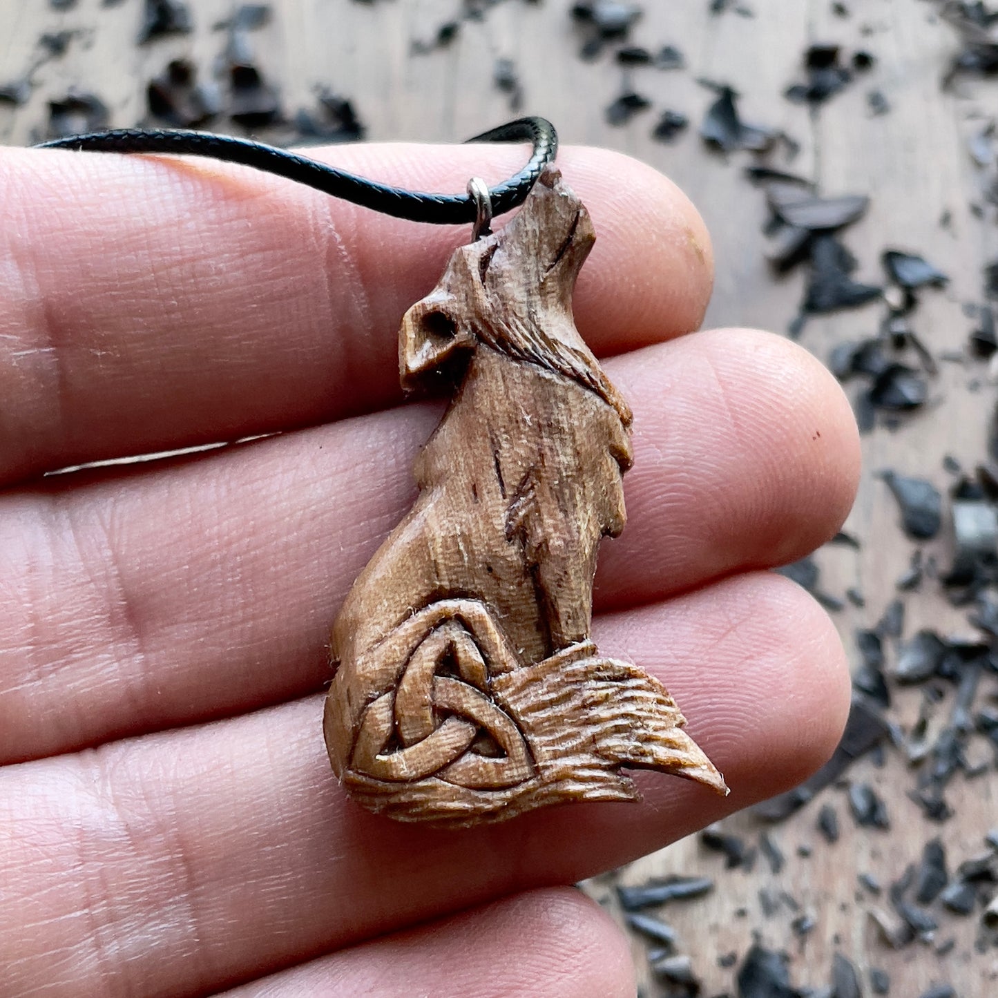 Wolf Pendant with Triquetra