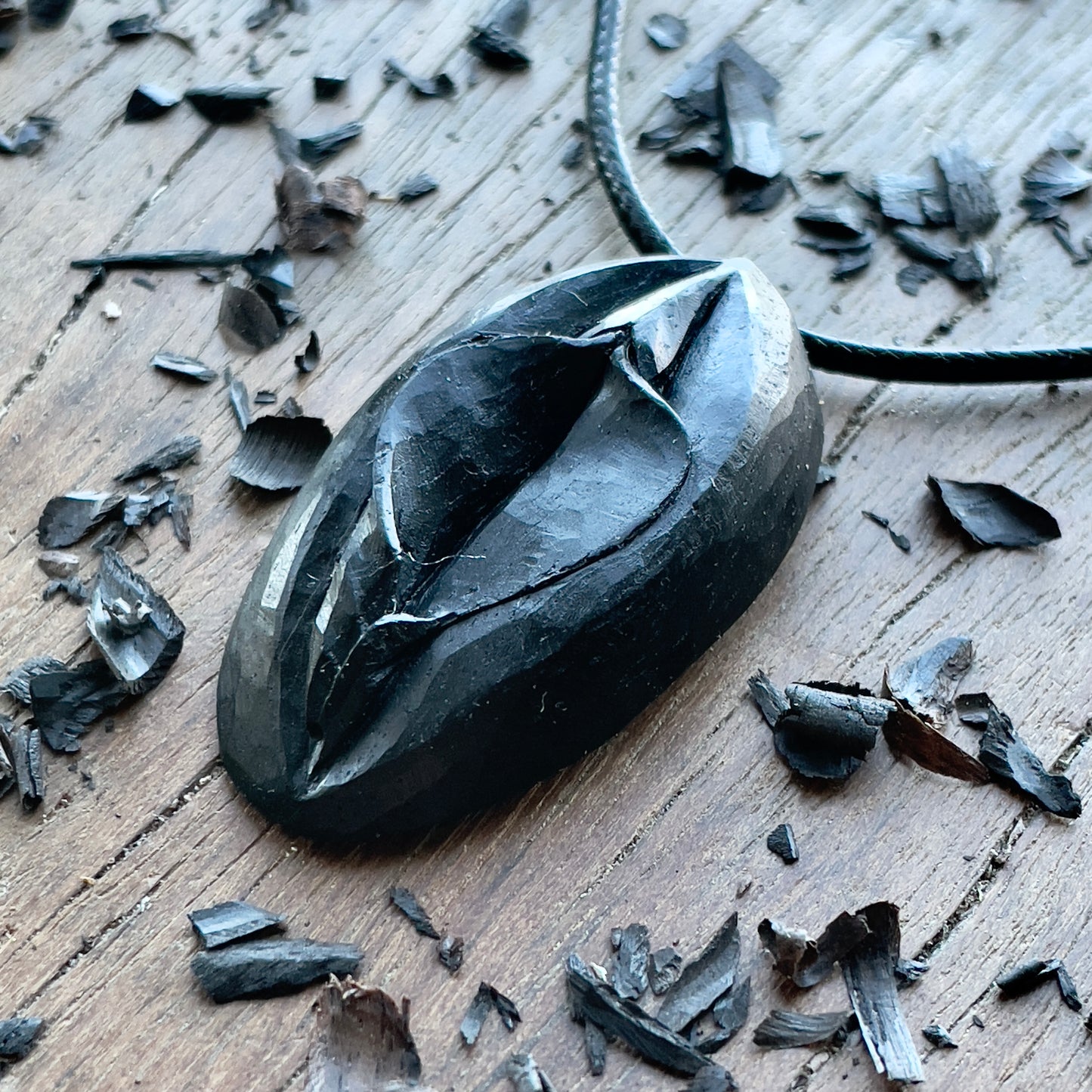 Vulva Pendant in Ebony Wood
