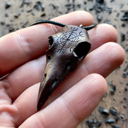 Raven Skull “Helm of Awe” Pendant