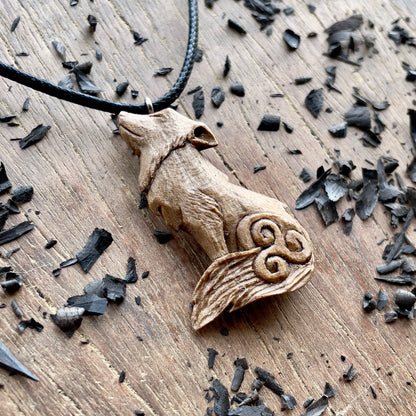 Wolf Pendant with Triskelion