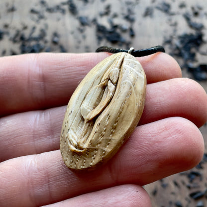 Vulva Oak Wood Pendant