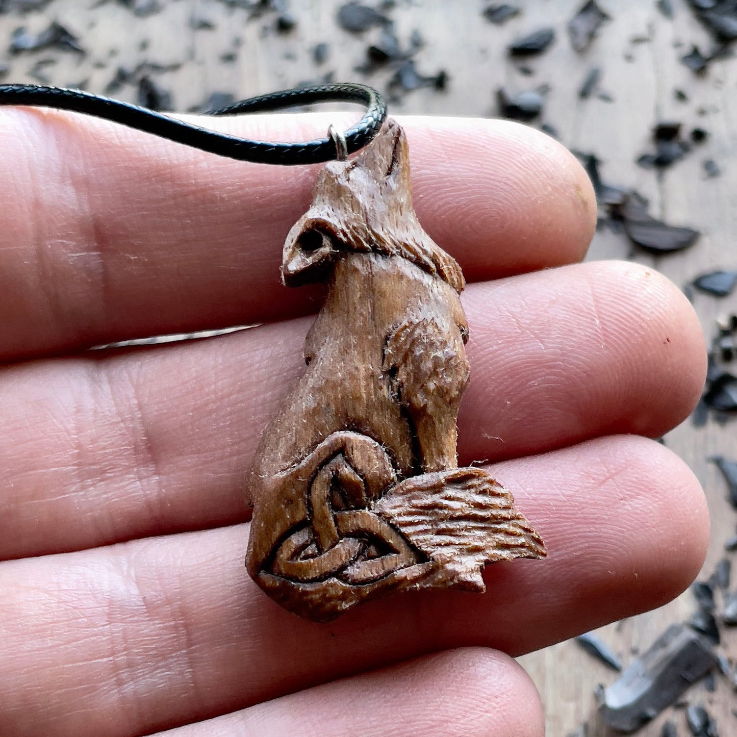 Wolf Pendant with Triquetra