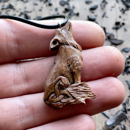 Wolf Pendant with Triquetra