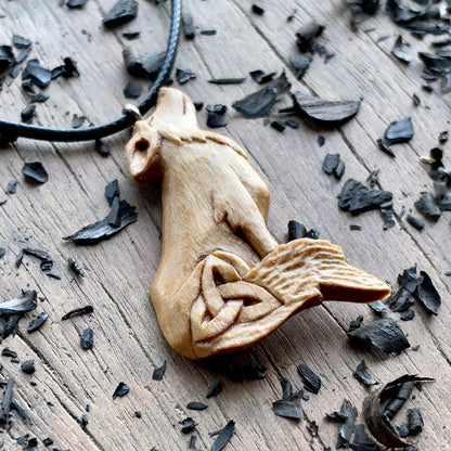 Wolf Pendant with Triquetra