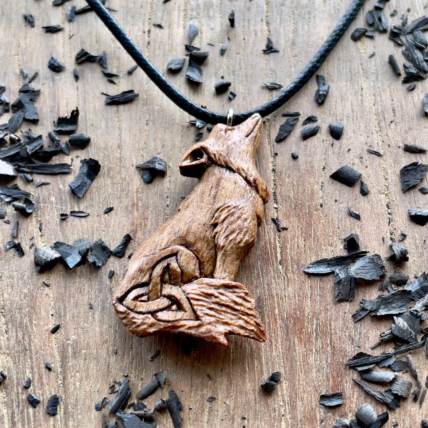 Wolf Pendant with Triquetra