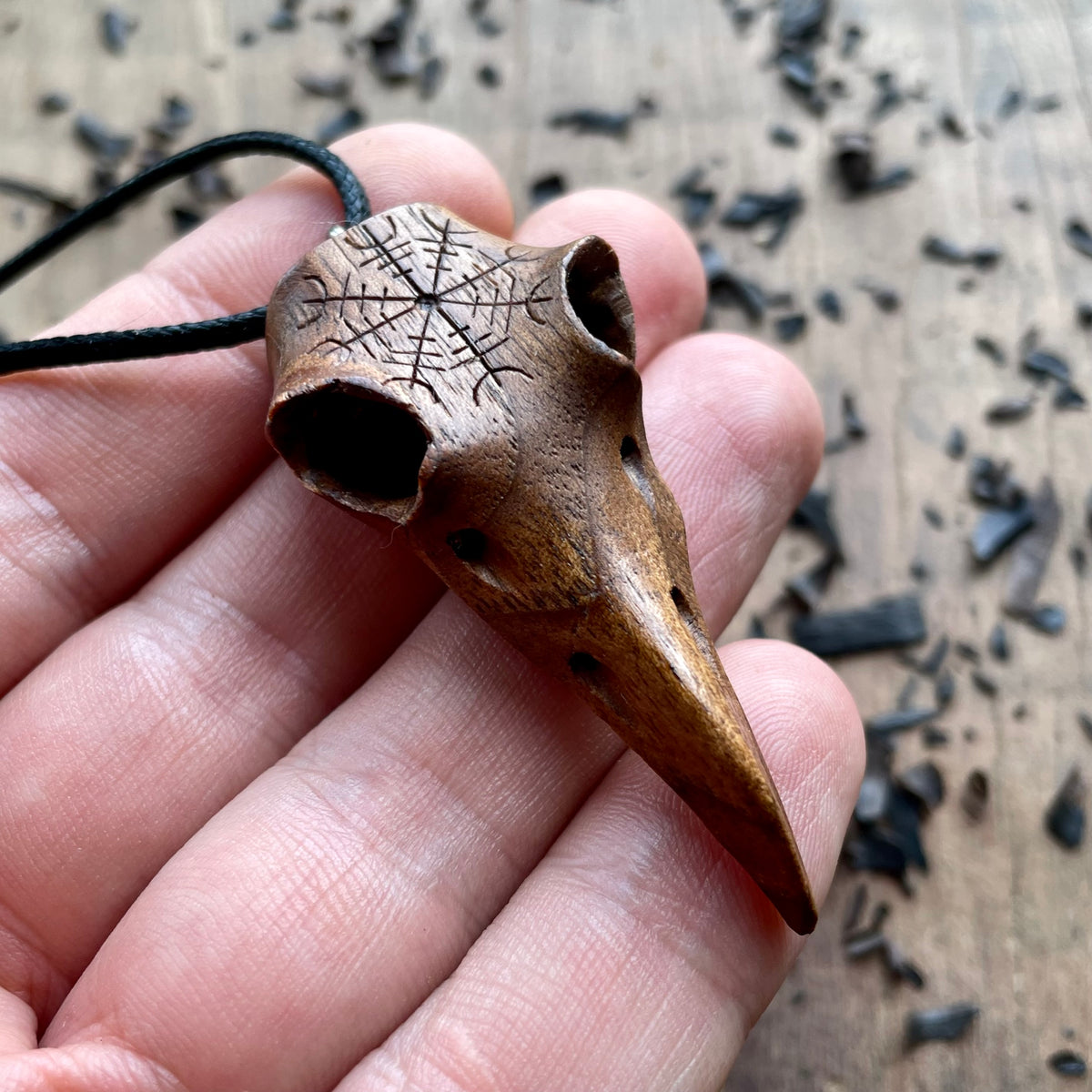 Raven Skull “Helm of Awe” Pendant