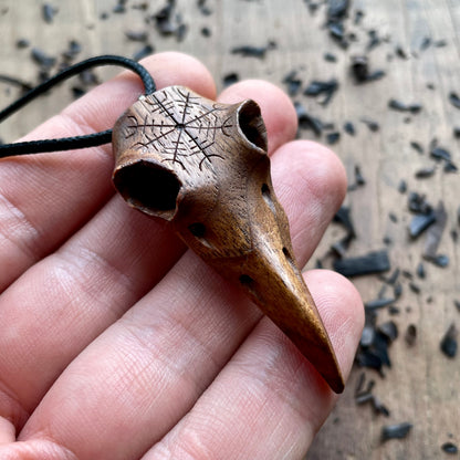 Raven Skull “Helm of Awe” Pendant