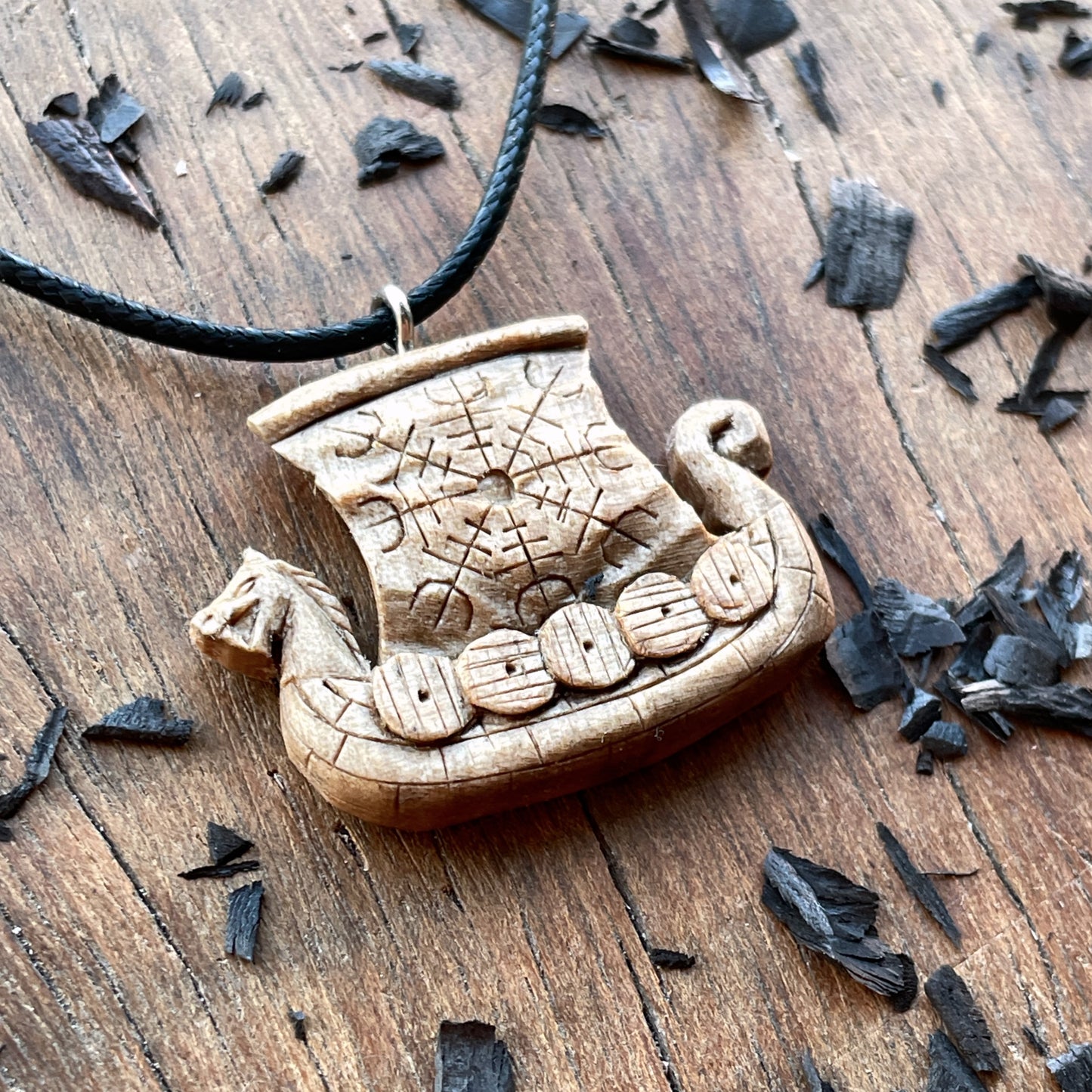 Drakkar With Helm Of Awe Pendant