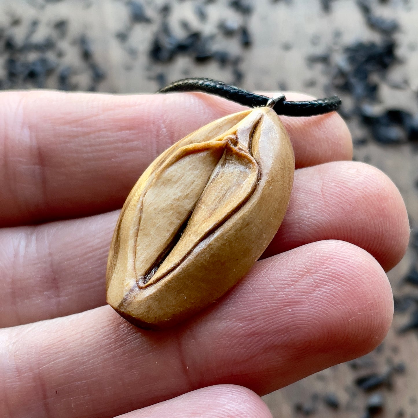 Vulva Olive Wood Pendant