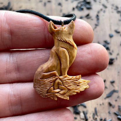 Celtic Fox with Triquetra Pendant