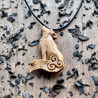 Wolf Pendant with Triskelion