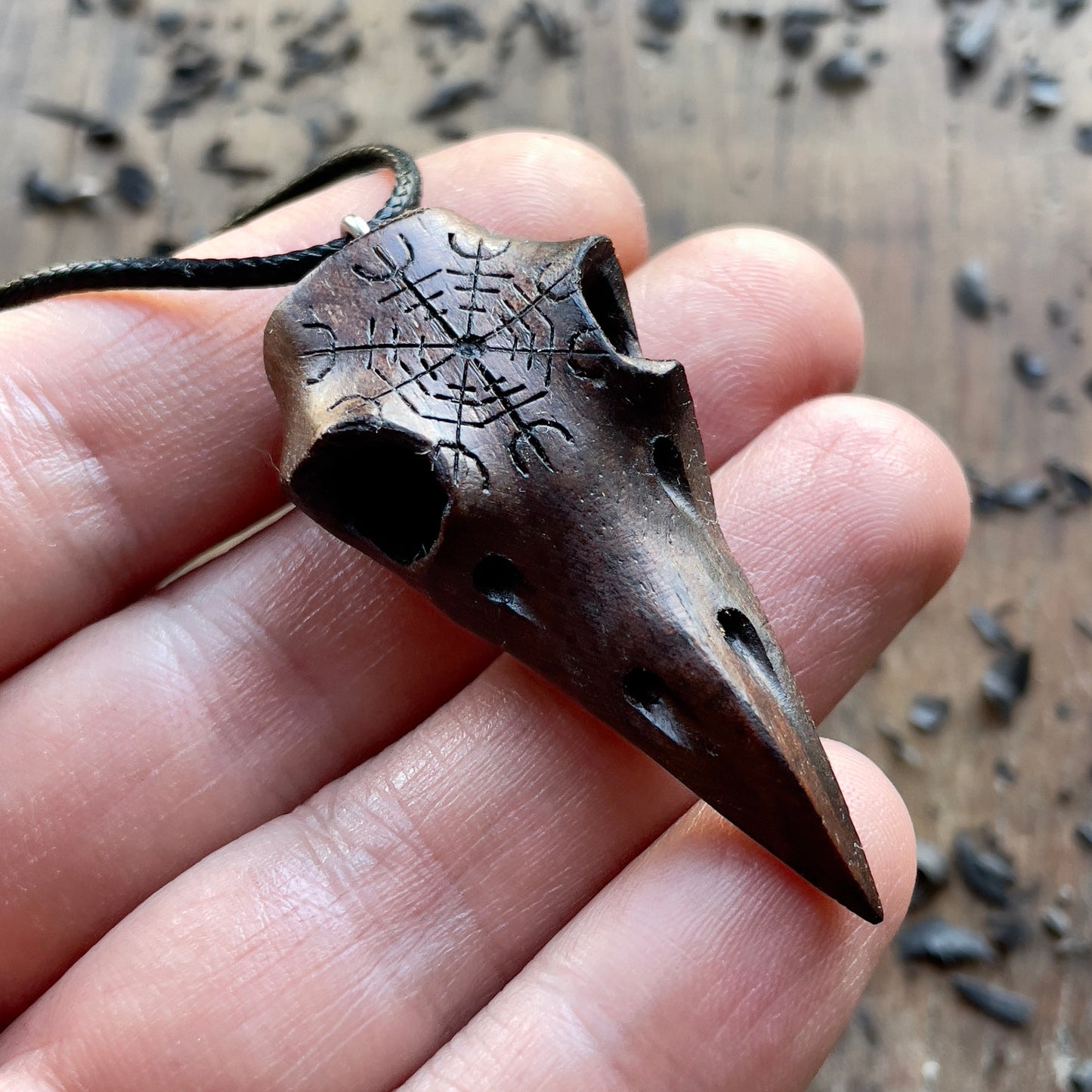 Raven Skull “Helm of Awe” Pendant