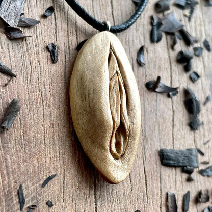 Vulva Pendant in Walnut Wood