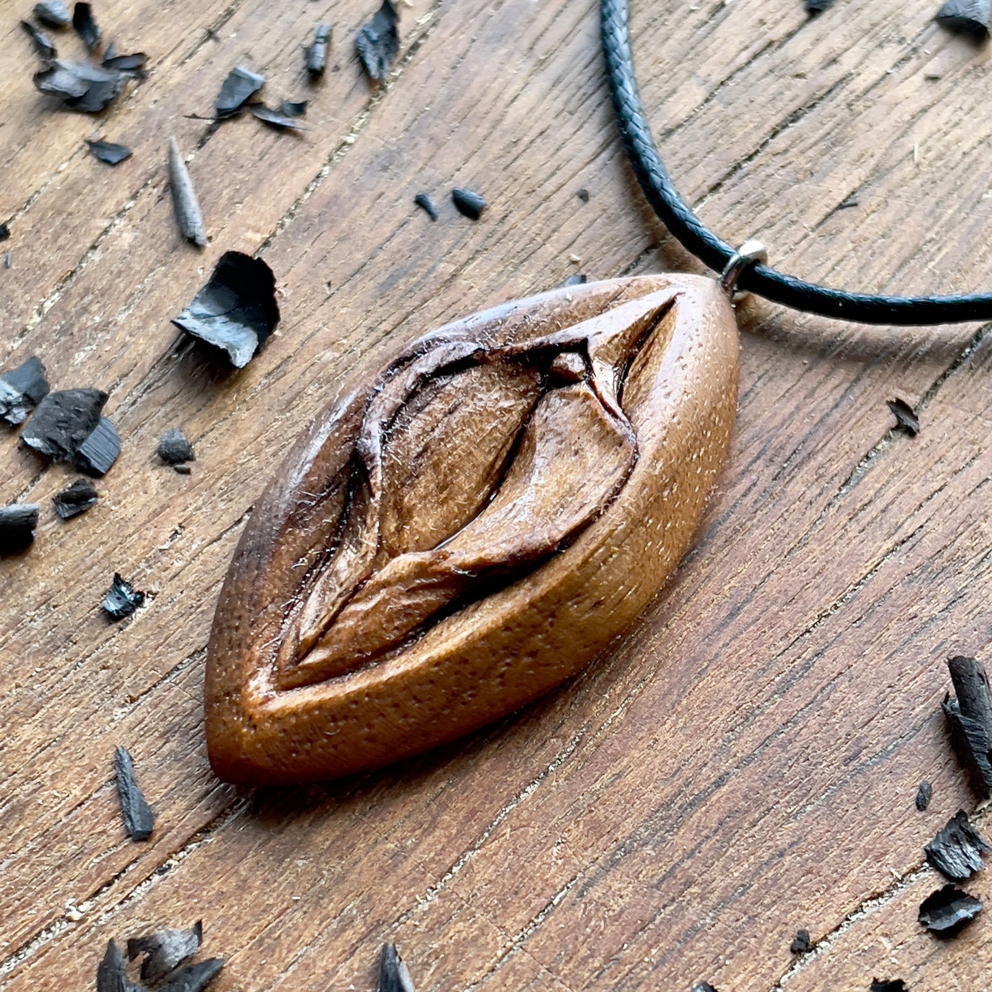 Vulva American Walnut Wood Pendant