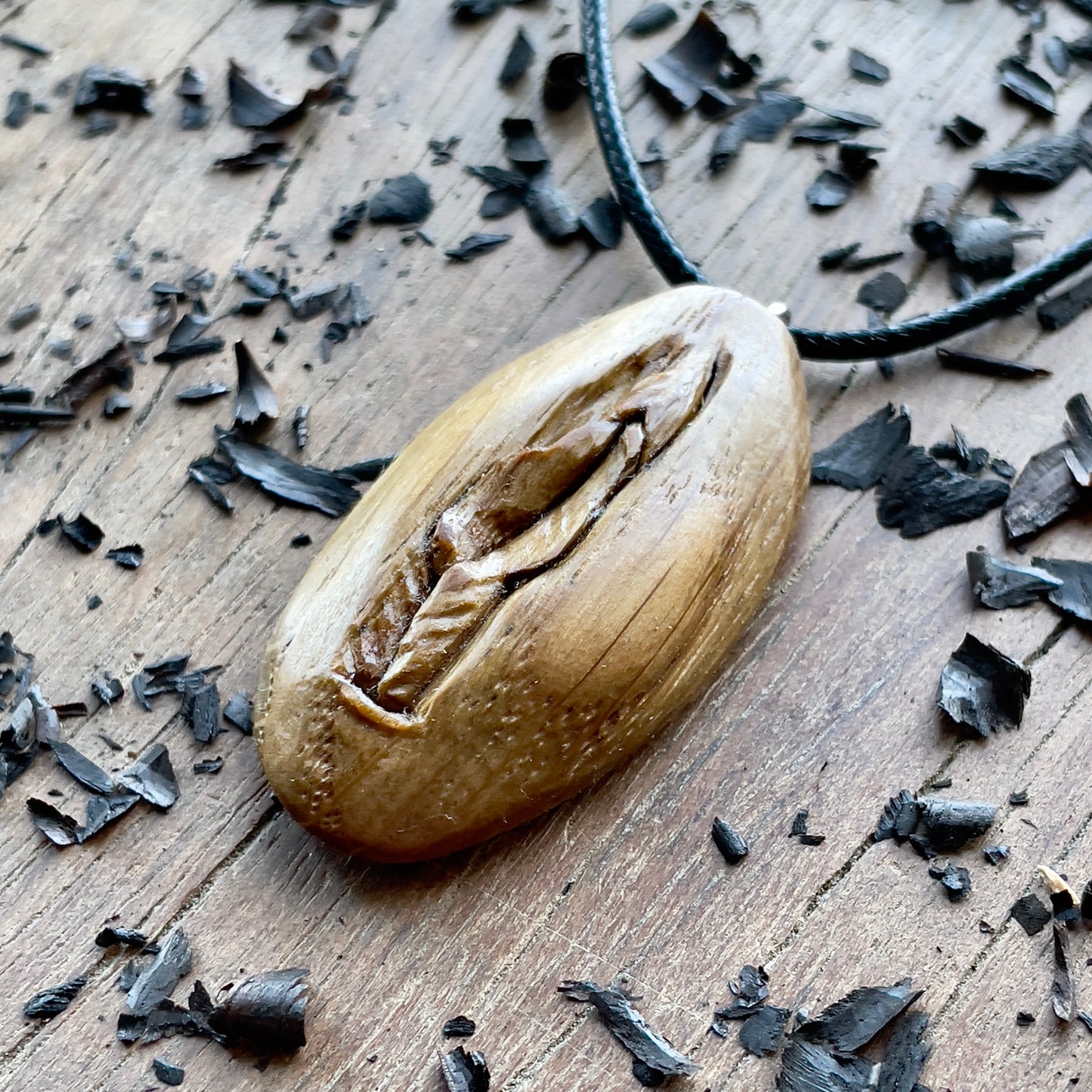Vulva Oak Wood Pendant