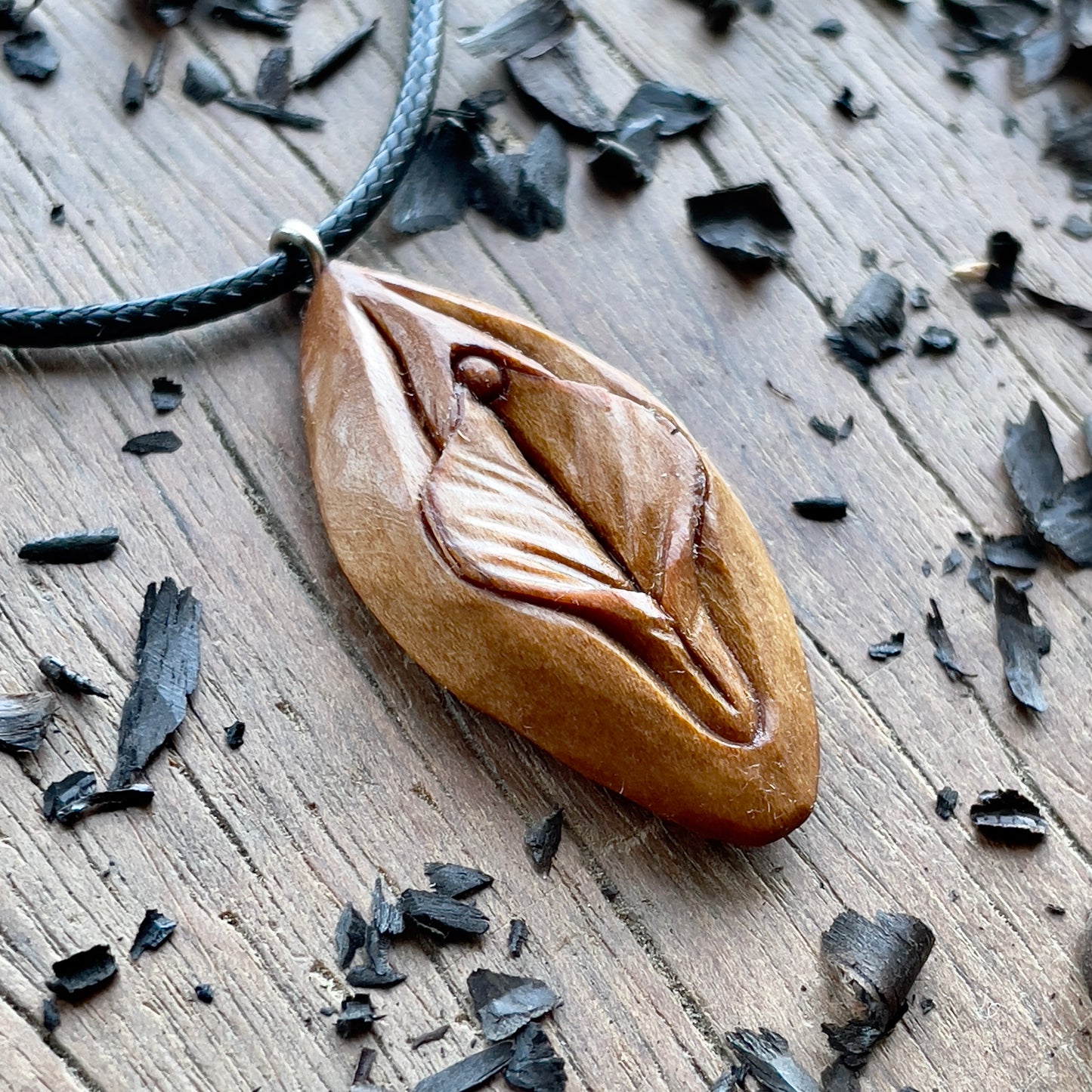 Vulva Cherry Wood Pendant