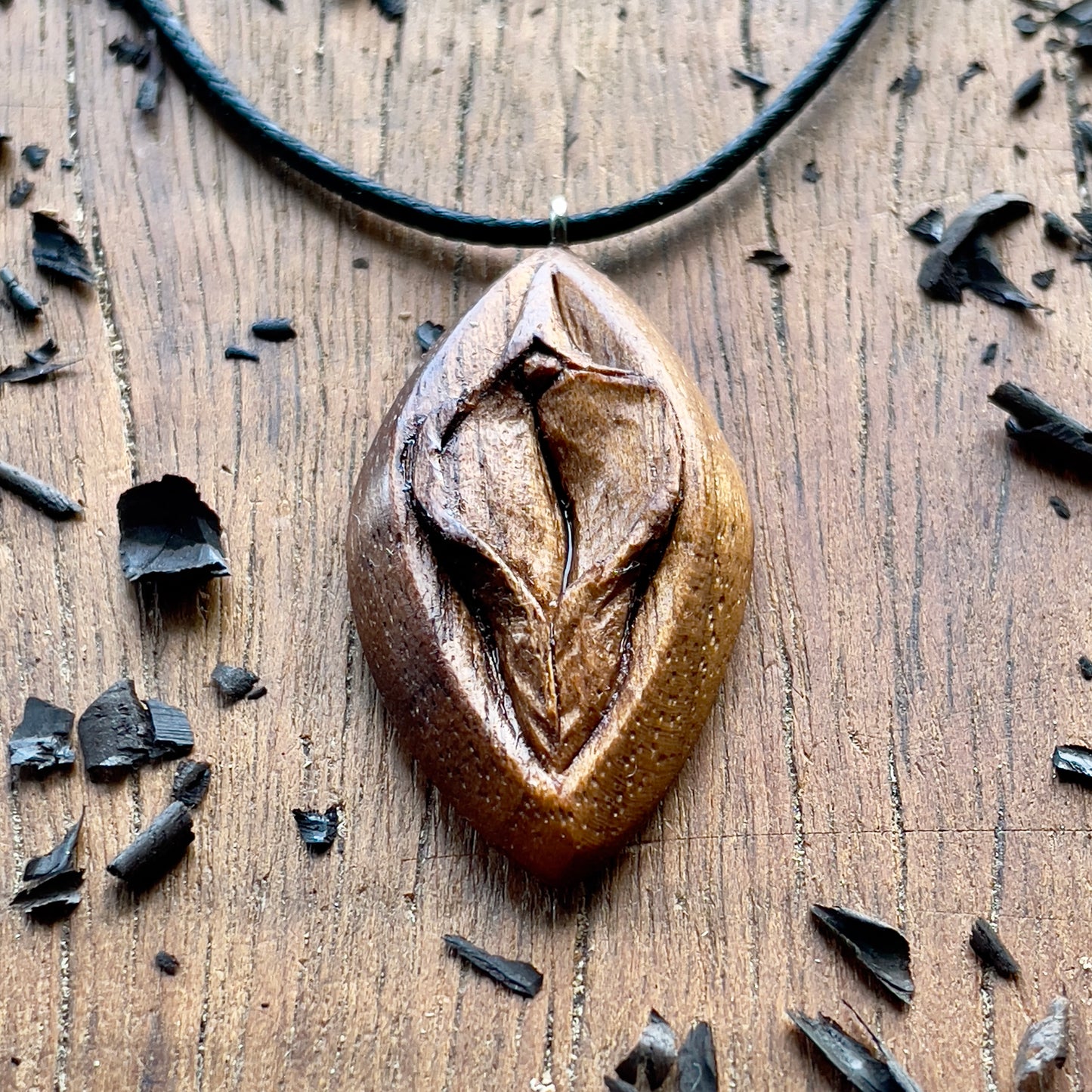 Vulva American Walnut Wood Pendant