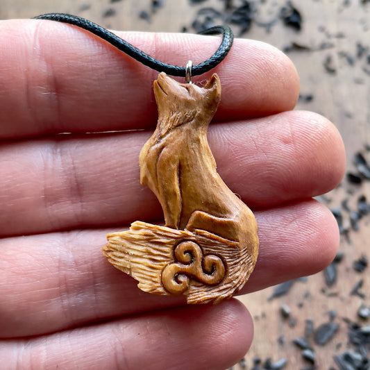 Celtic Fox with Triskelion Pendant