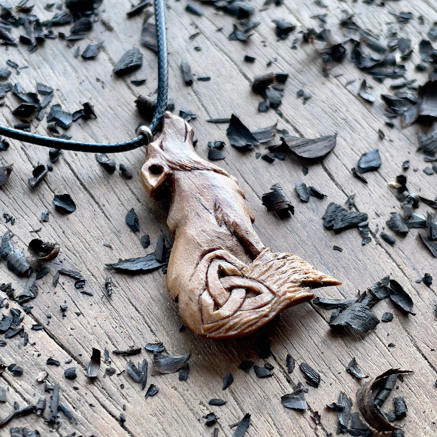 Wolf Pendant with Triquetra