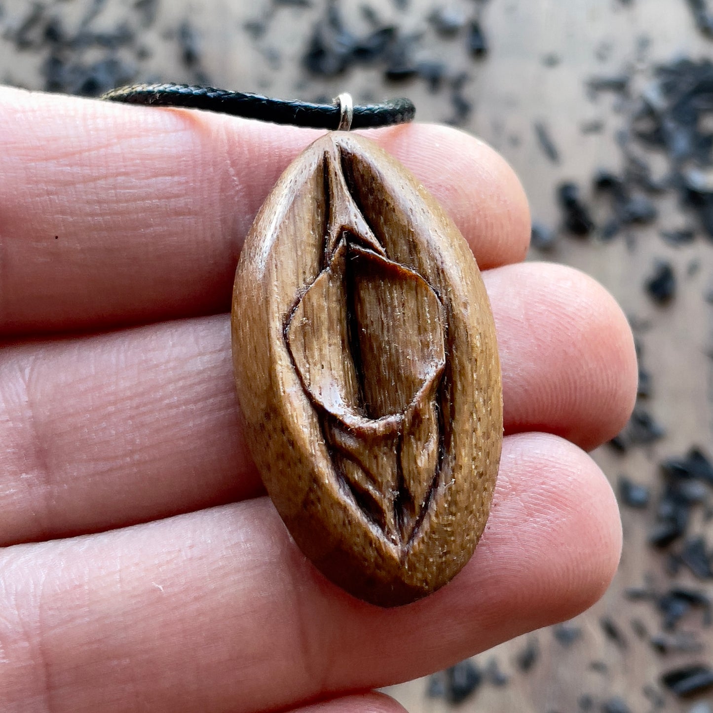 Vulva Walnut Wood Pendant