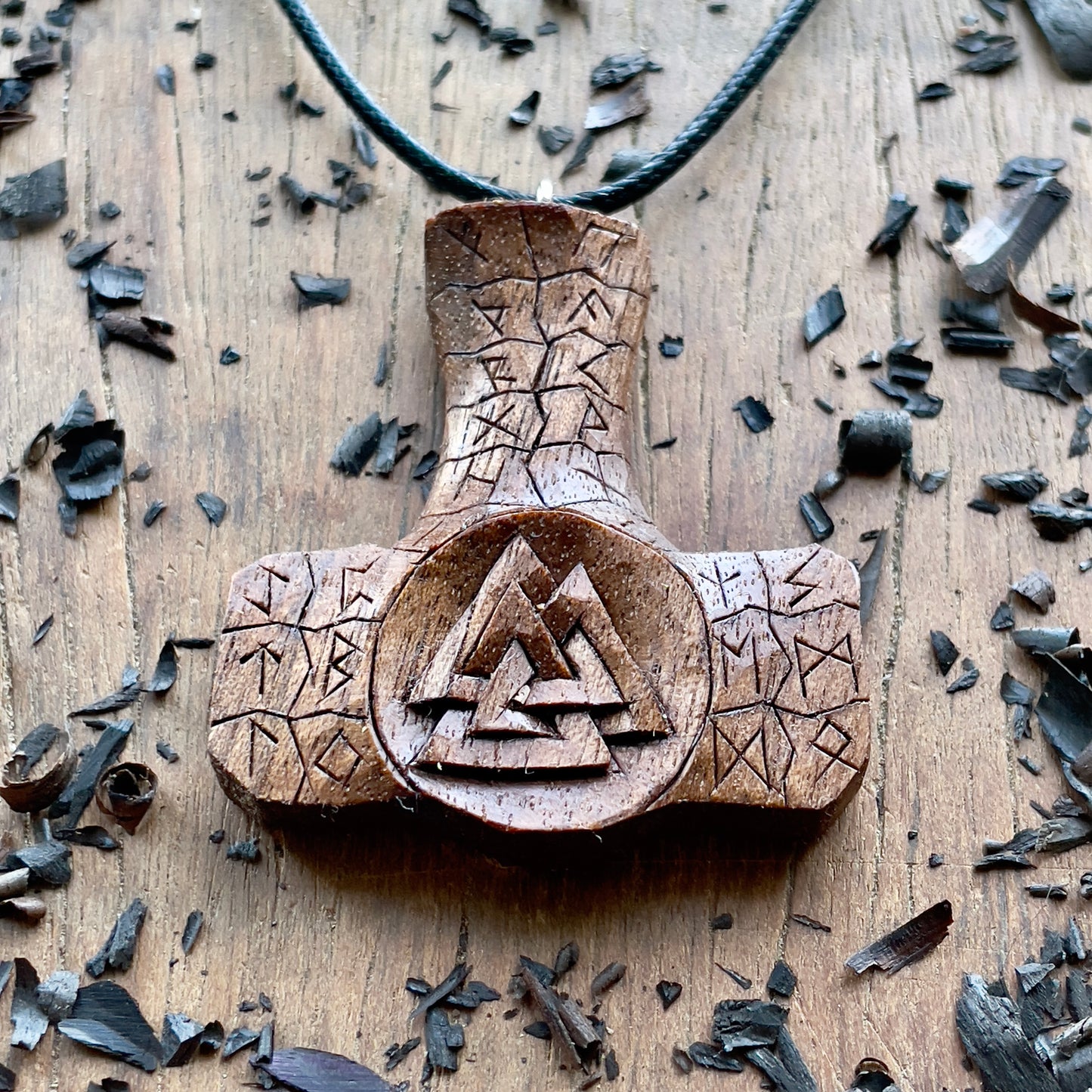 Mjölnir (Thor’s Hammer) Rune Pendant - Valknut or Triple Horn of Odin