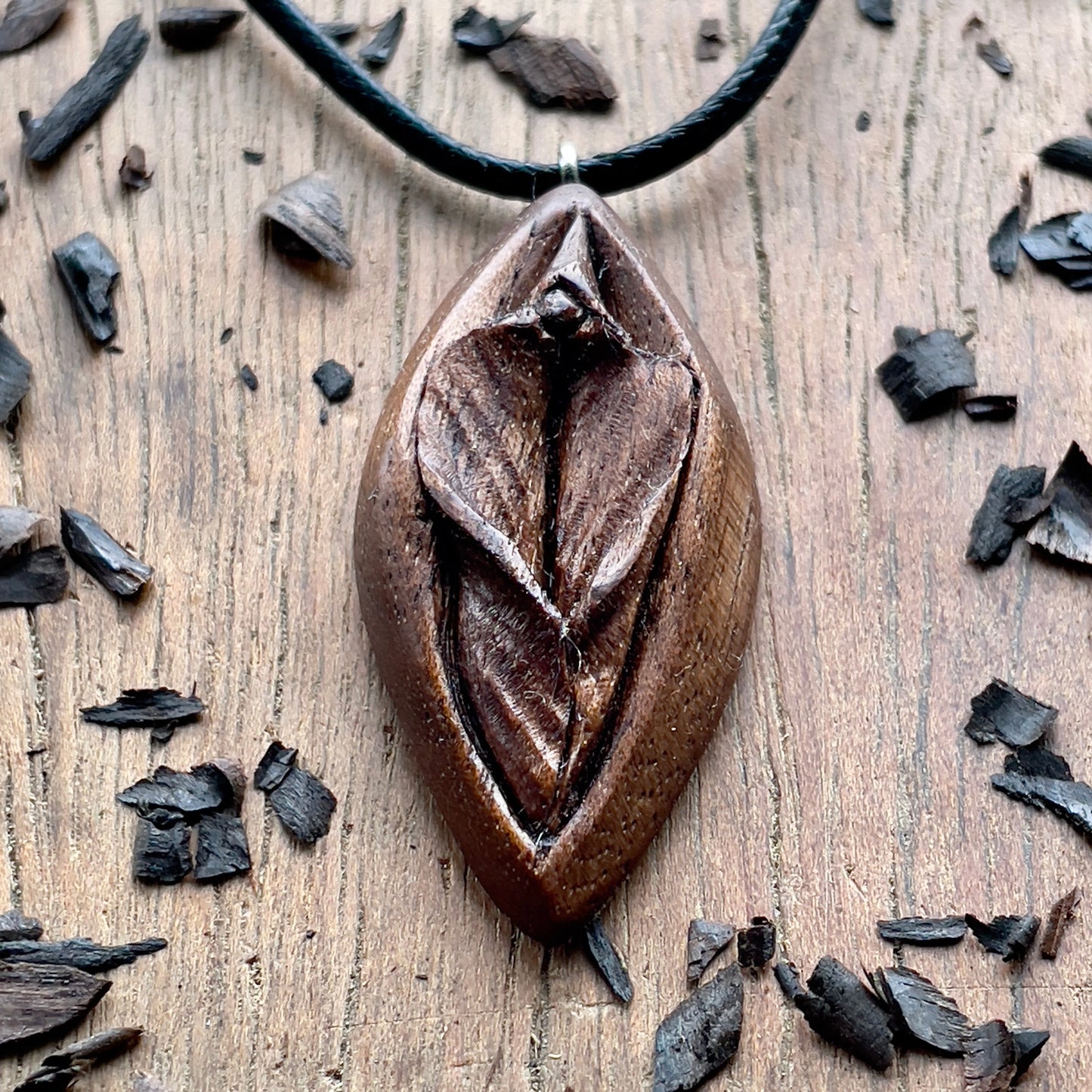 Vulva American Walnut Wood Pendant