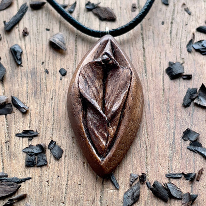 Vulva American Walnut Wood Pendant