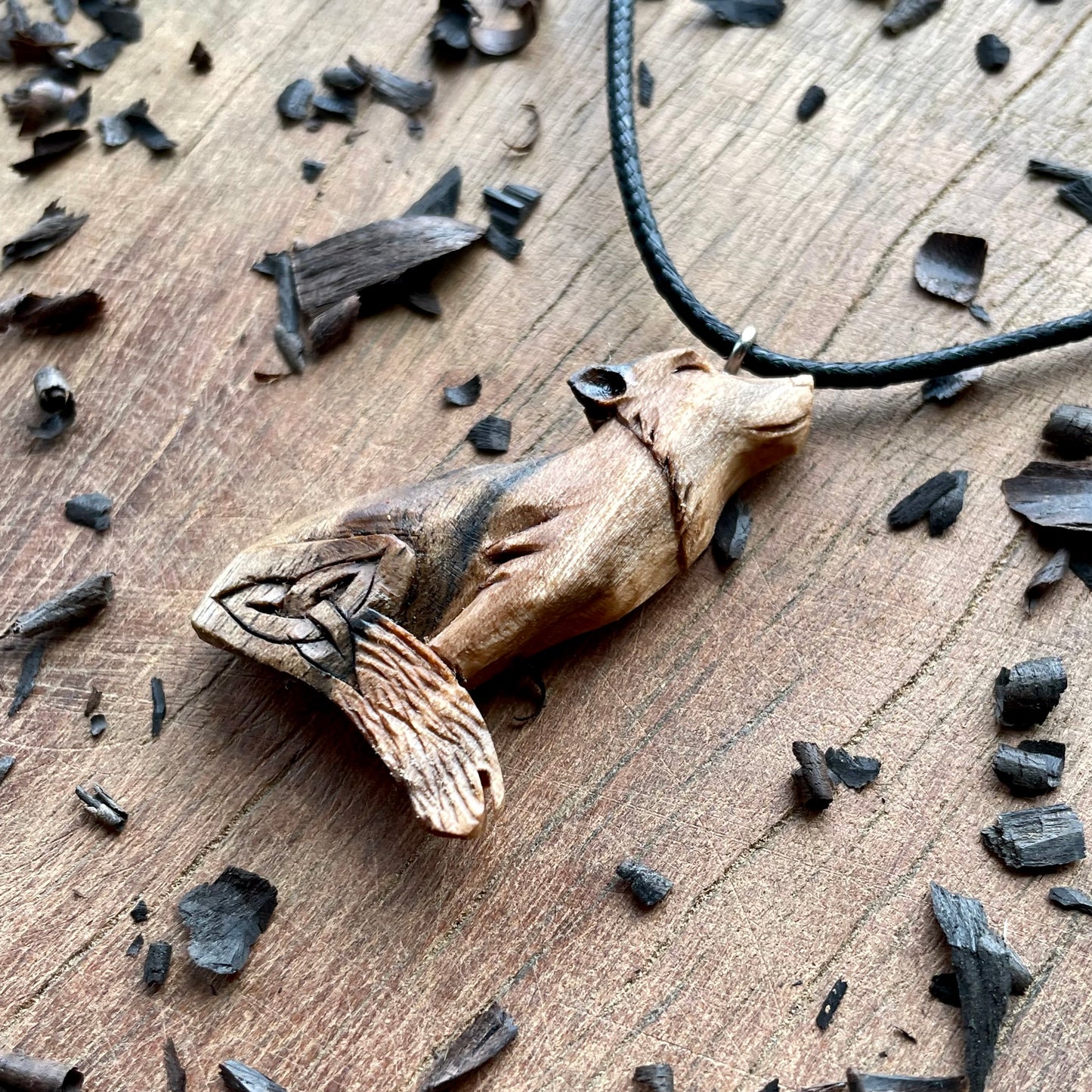 Wolf Pendant with Triquetra