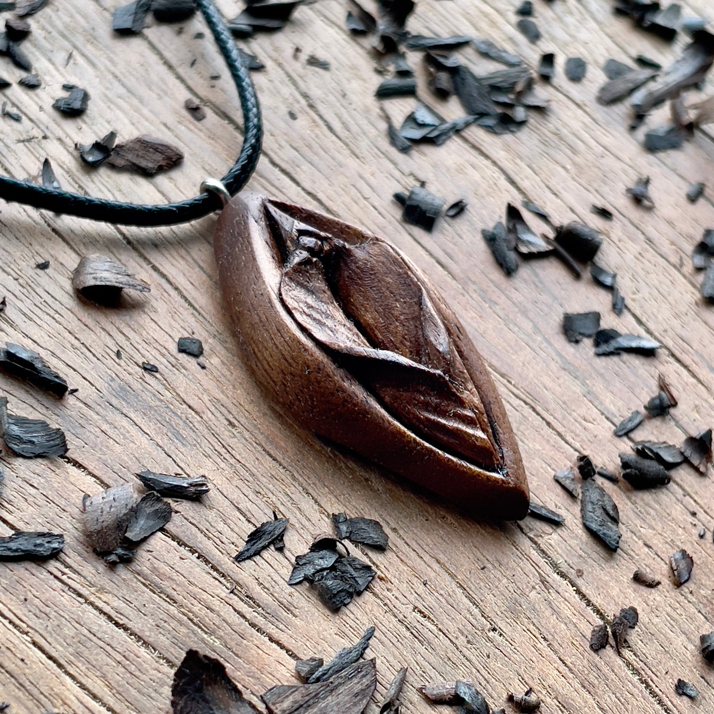 Vulva American Walnut Wood Pendant