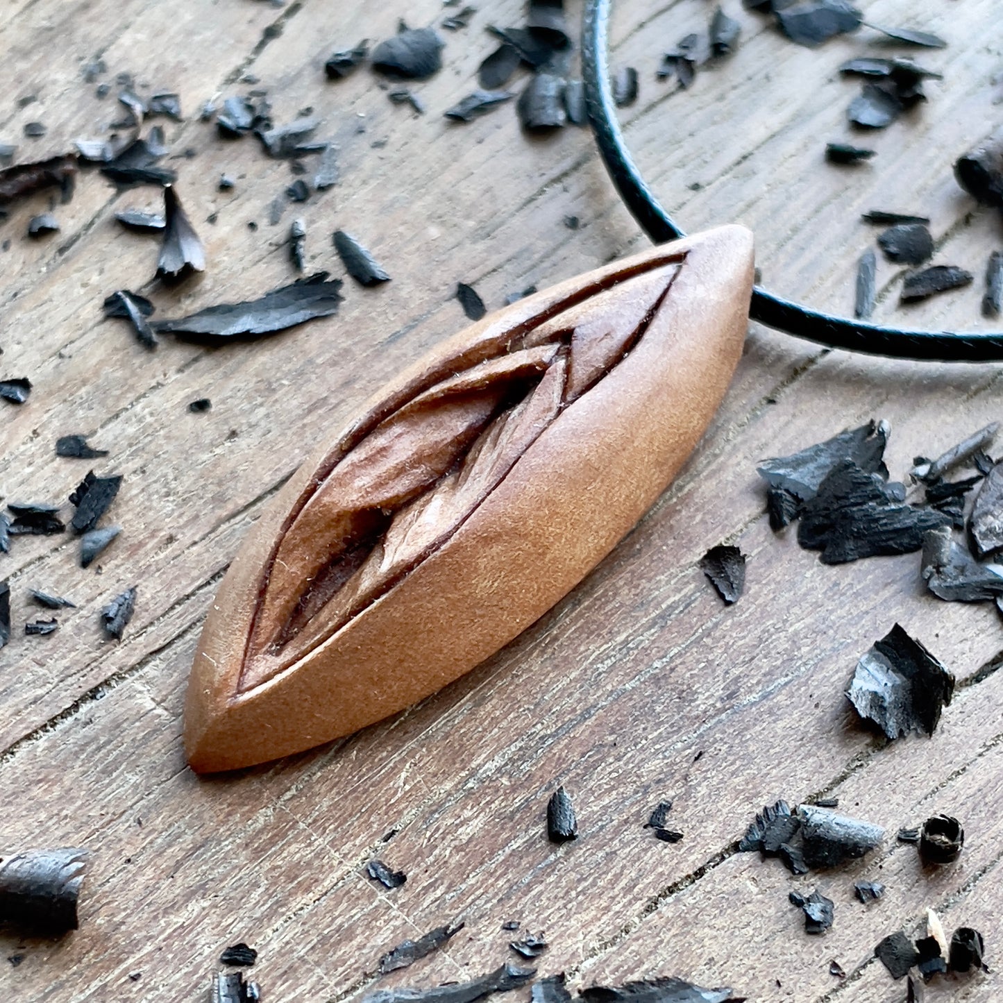 Vulva Pear Wood Pendant