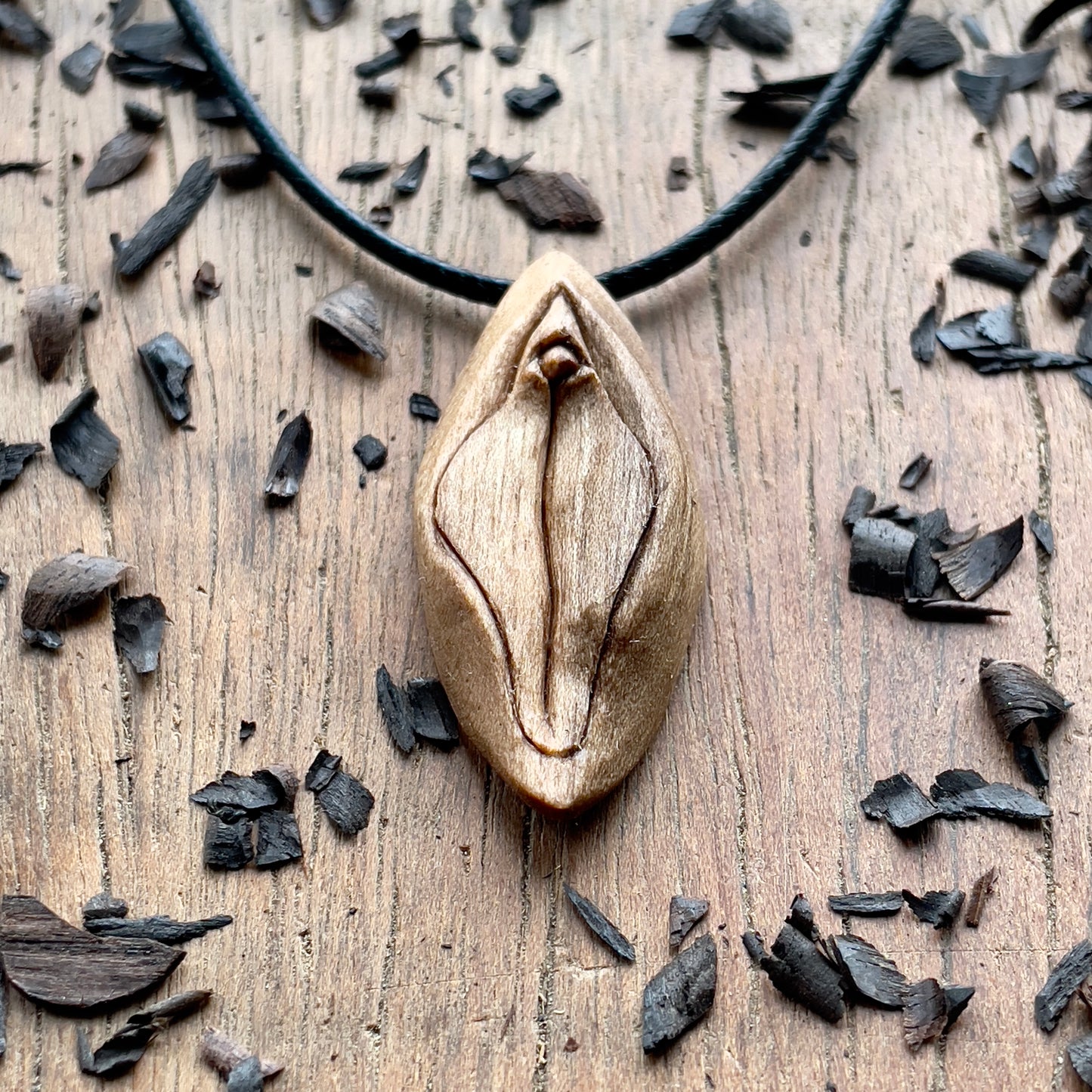 Vulva Italian Walnut Wood Pendant