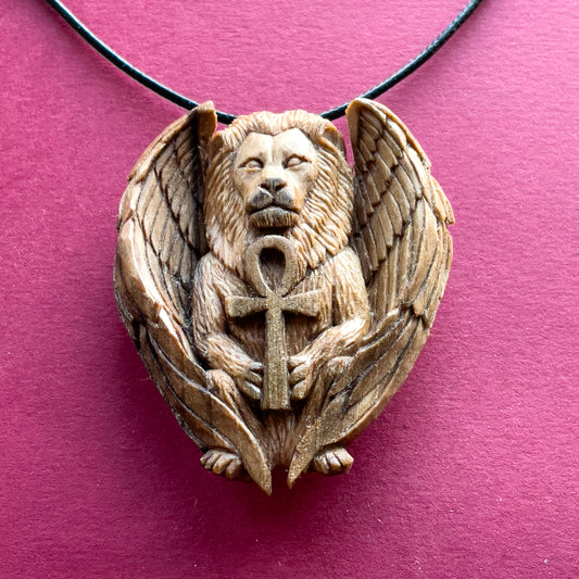 Ciondolo Leone con Ali e Ankh