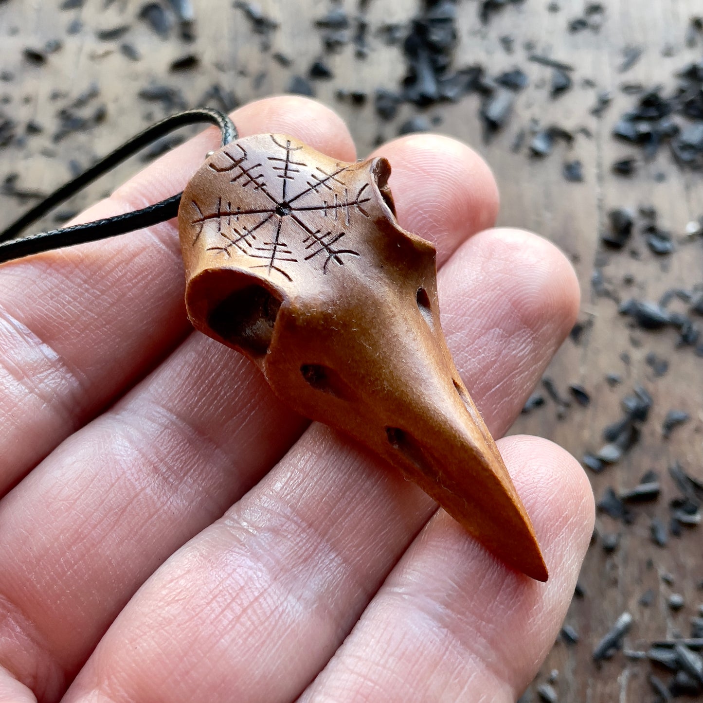 Raven Skull “Helm of Awe” Pendant