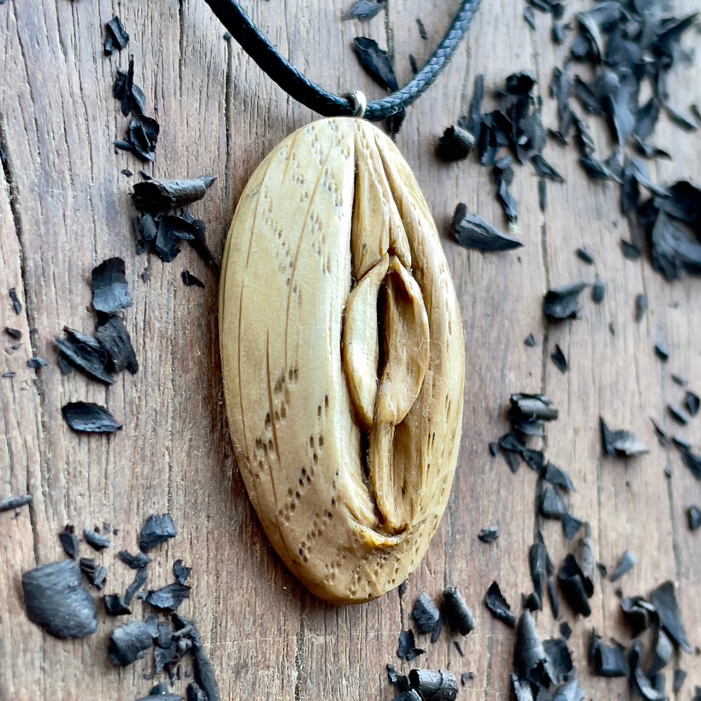 Vulva Oak Wood Pendant
