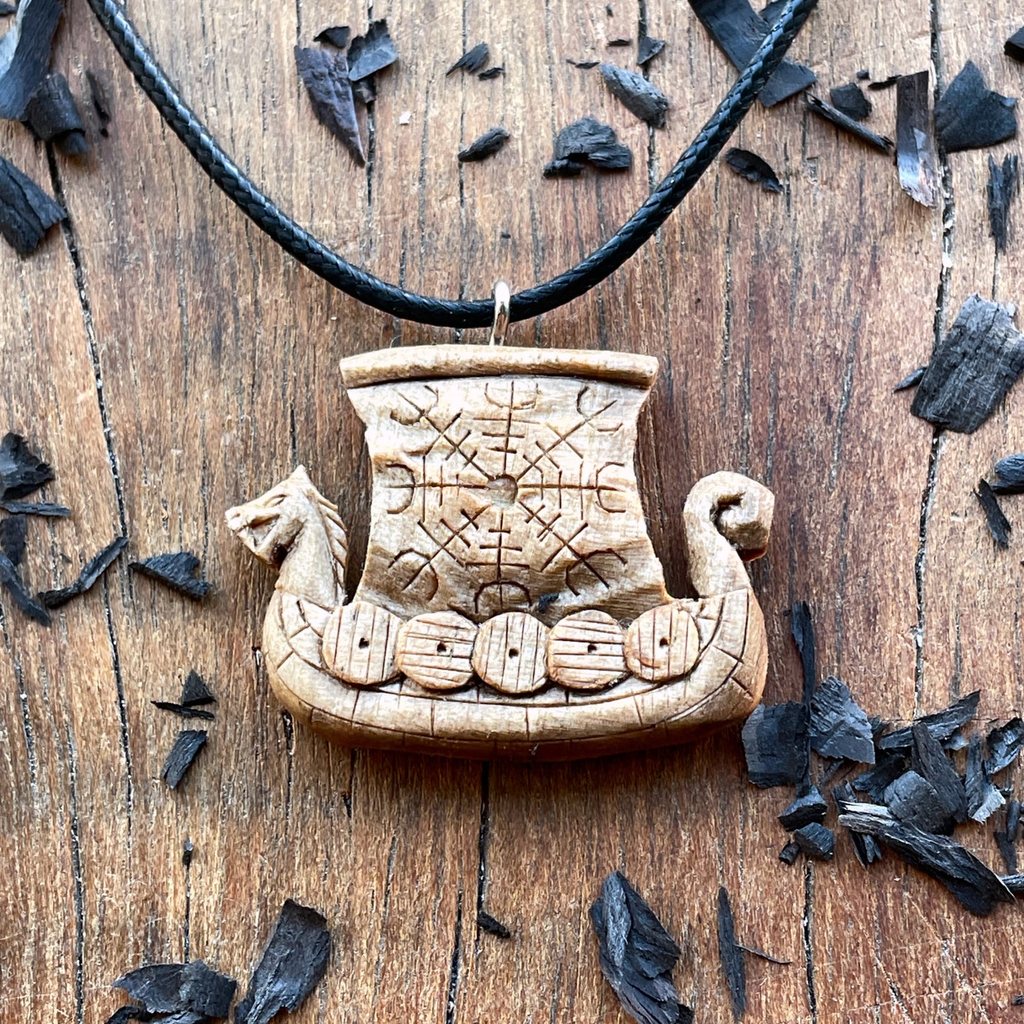 Drakkar With Helm Of Awe Pendant