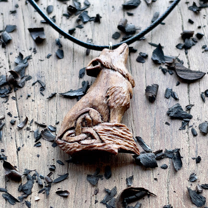 Wolf Pendant with Triquetra