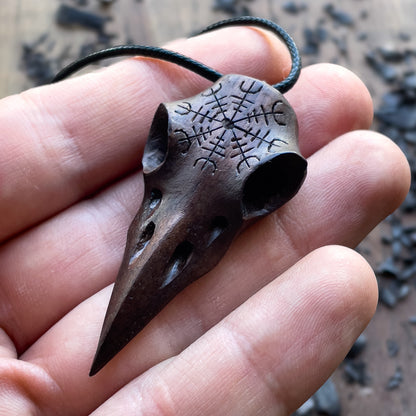 Raven Skull “Helm of Awe” Pendant