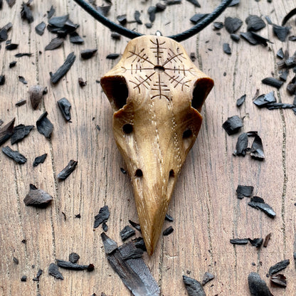 Raven Skull “Helm of Awe” Pendant