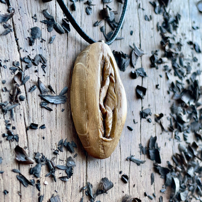 Vulva Oak Wood Pendant