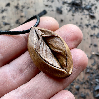 Vulva Walnut Wood Pendant