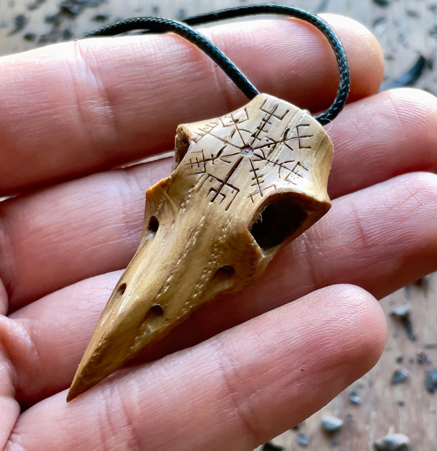 Raven Skull “Vegvísir” Pendant