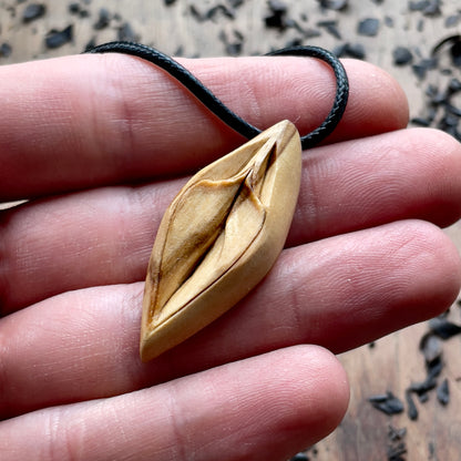 Vulva Olive Wood Pendant